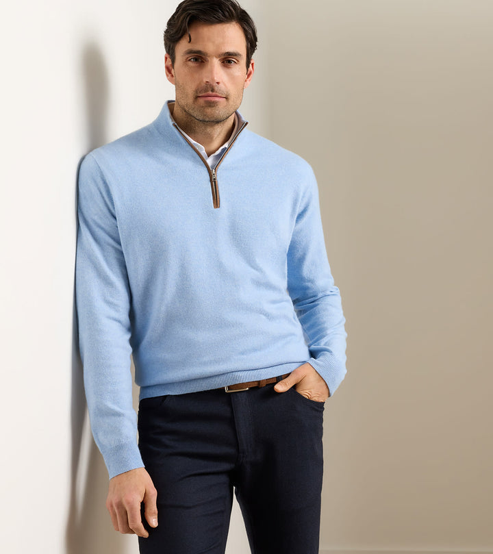 Artisan Crafted Cashmere Flex Quarter-Zip - Blue Frost