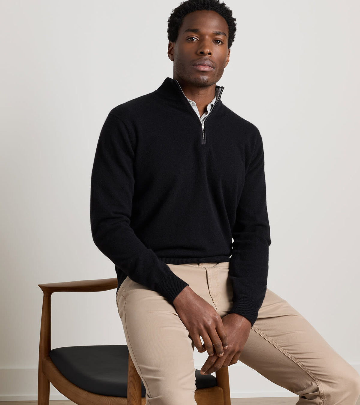 Artisan Crafted Cashmere Flex Quarter-Zip - Black