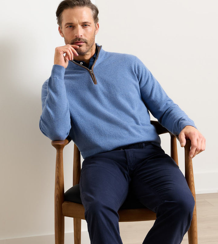Artisan Crafted Cashmere Flex Quarter-Zip - Blue Pearl