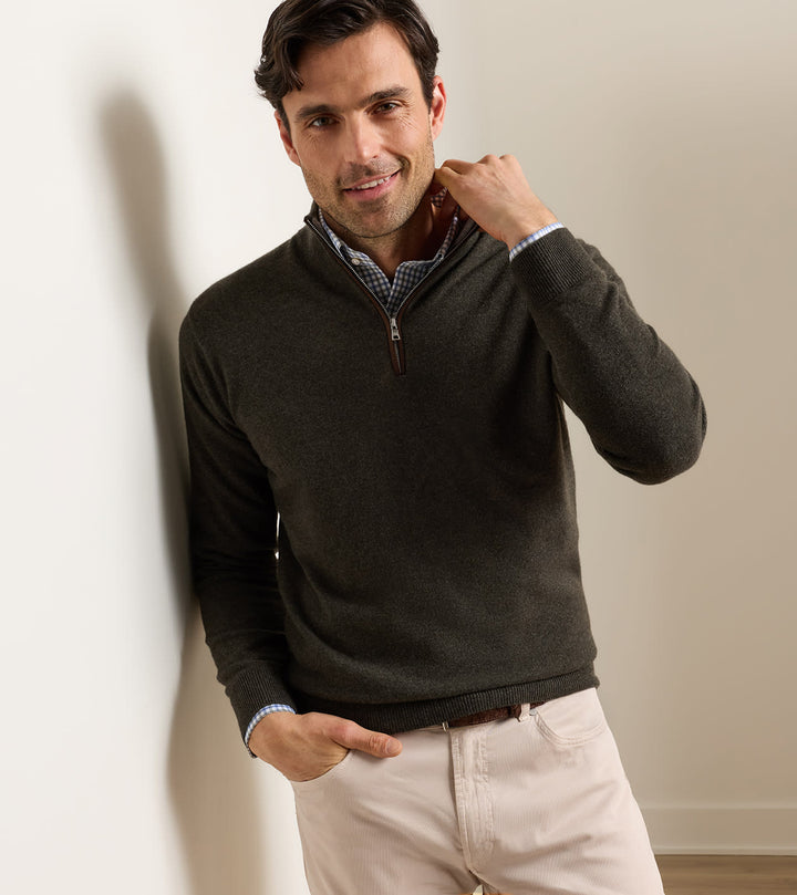 Artisan Crafted Cashmere Flex Quarter-Zip - Dark Olive