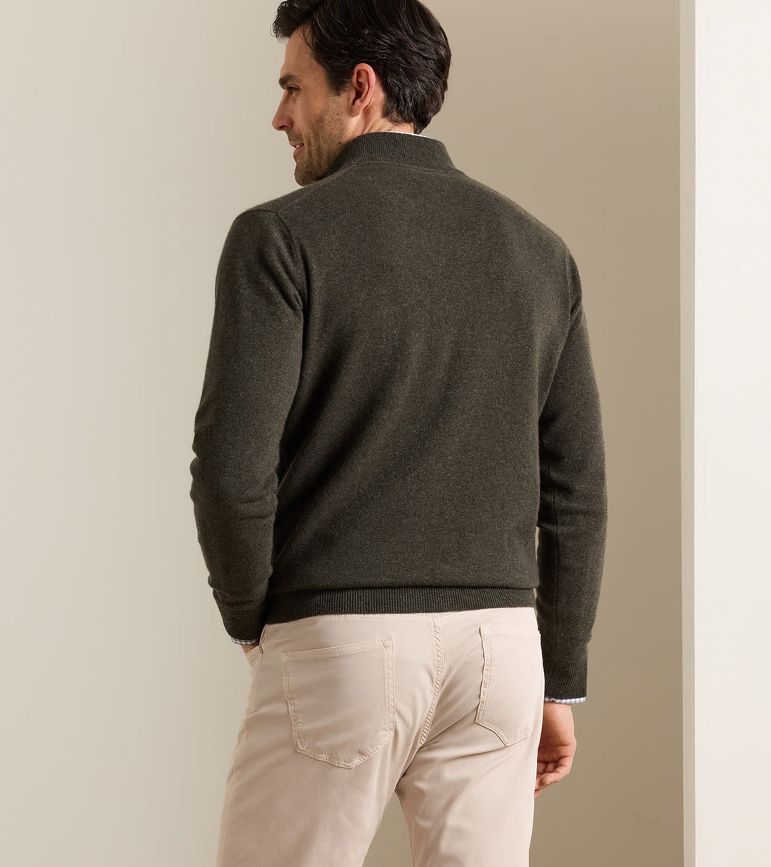 Artisan Crafted Cashmere Flex Quarter-Zip - Dark Olive
