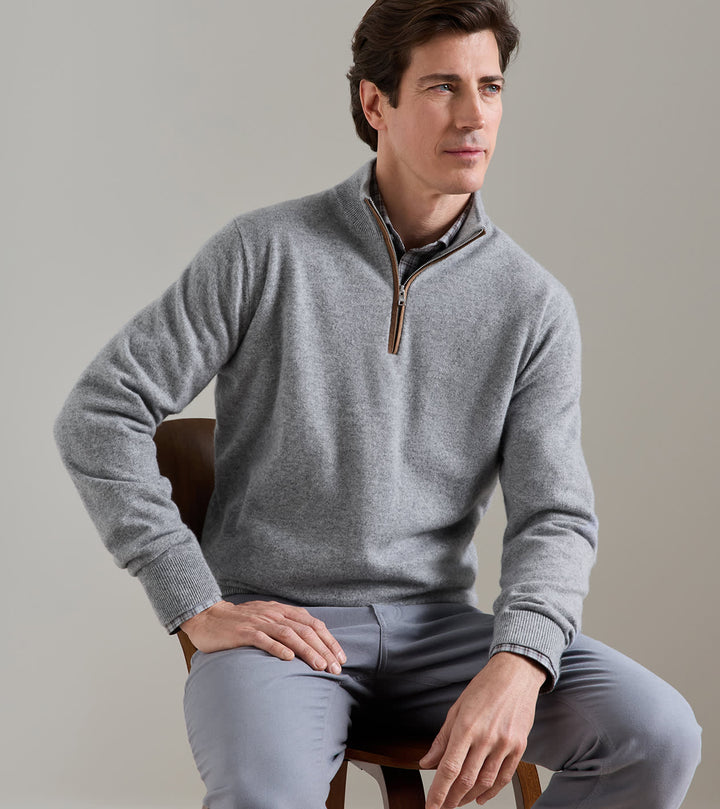 Artisan Crafted Cashmere Flex Quarter-Zip - Gale Grey