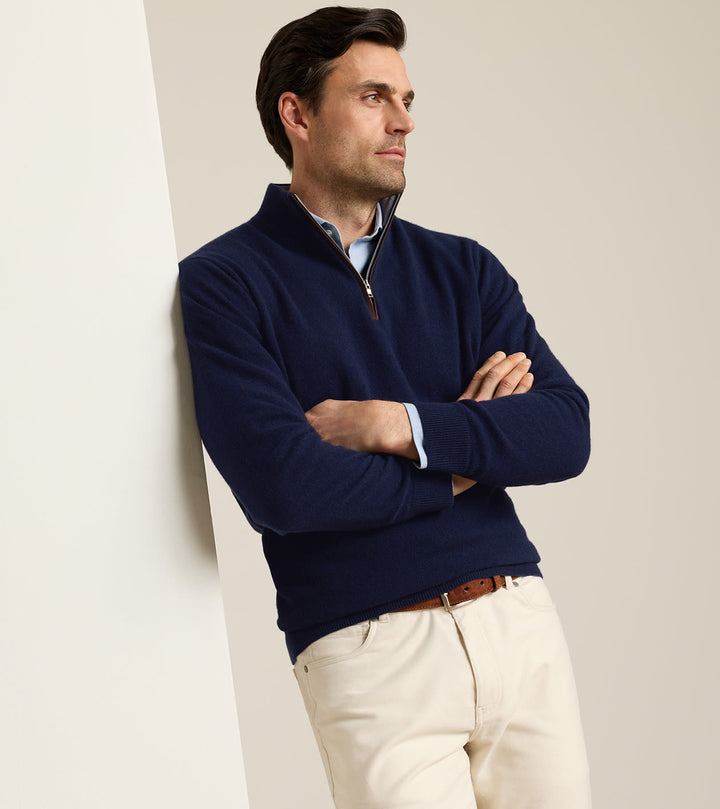 Artisan Crafted Cashmere Flex Quarter-Zip - Navy