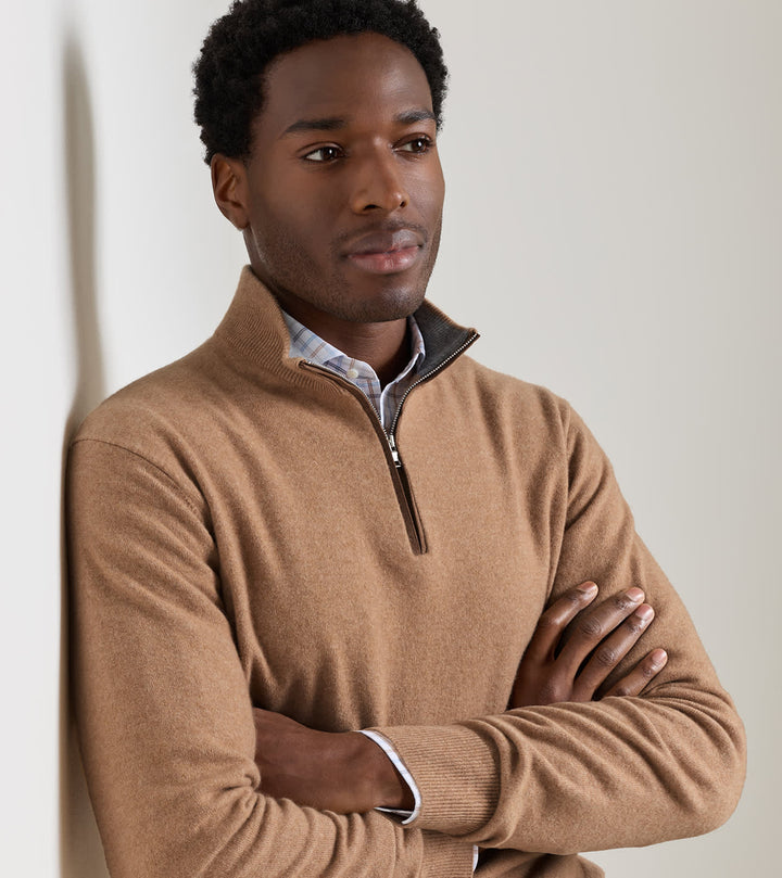 Artisan Crafted Cashmere Flex Quarter-Zip - Rustic Brown
