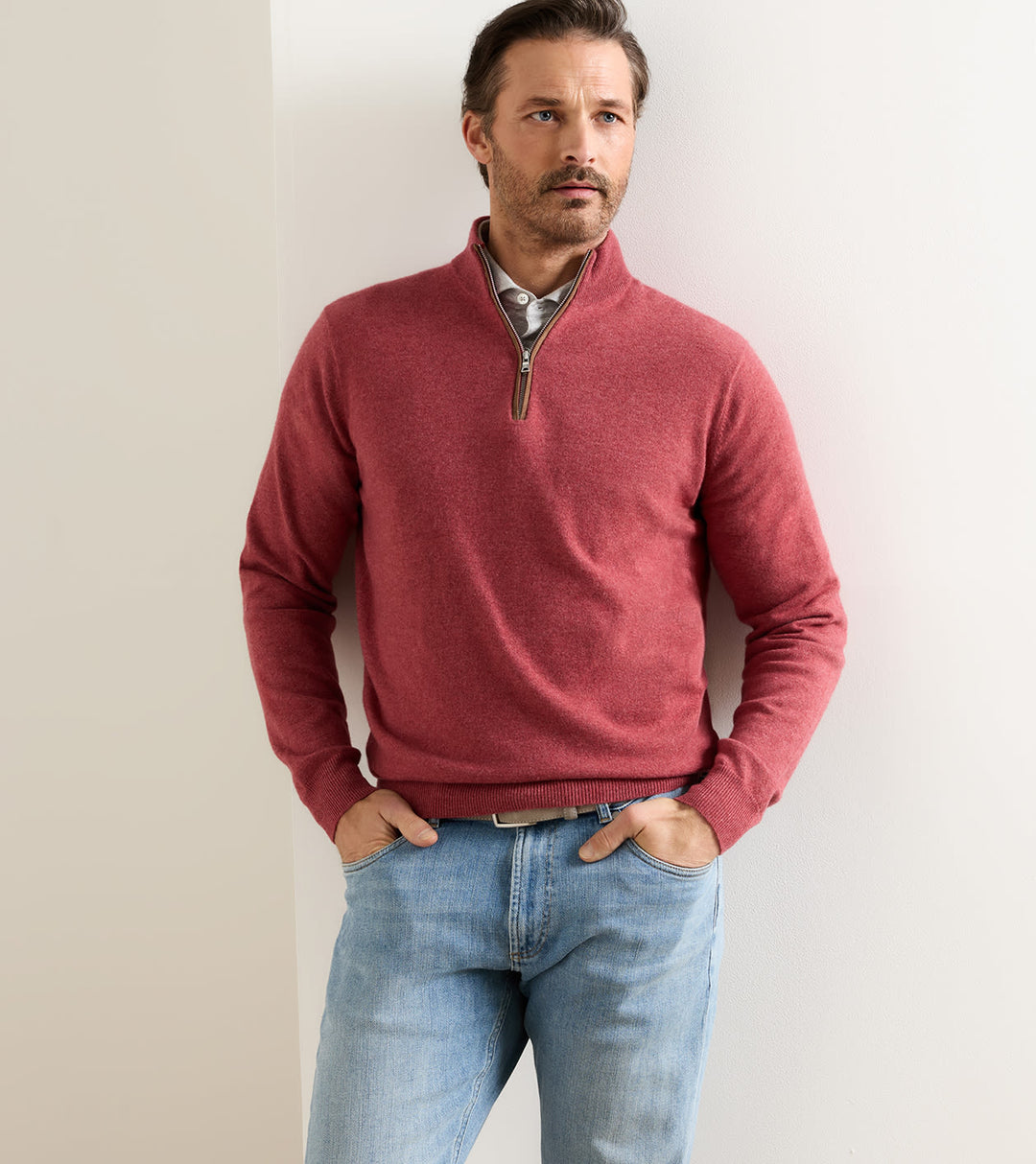 Artisan Crafted Cashmere Flex Quarter-Zip - Red Vail