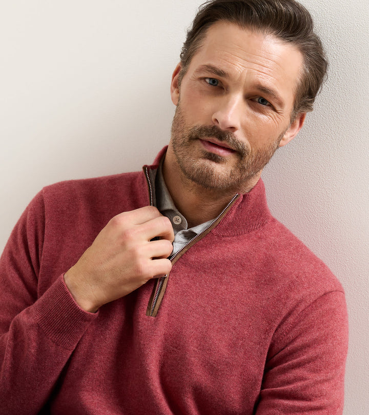 Artisan Crafted Cashmere Flex Quarter-Zip - Red Vail
