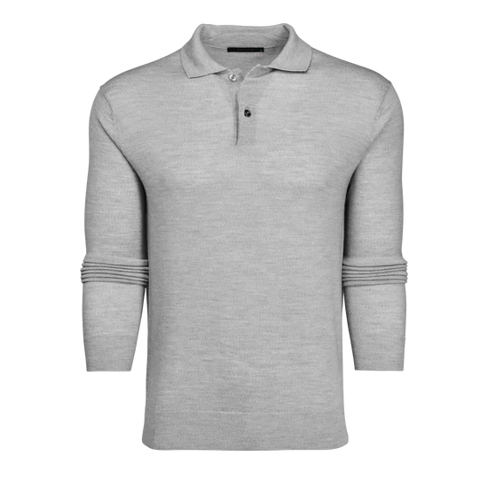 Saratoga Ls Sweater Polo - Light Grey Heather