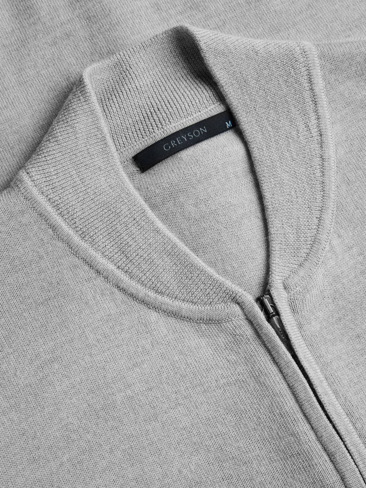 Saratoga Full Zip Sweater - Light Grey Heather