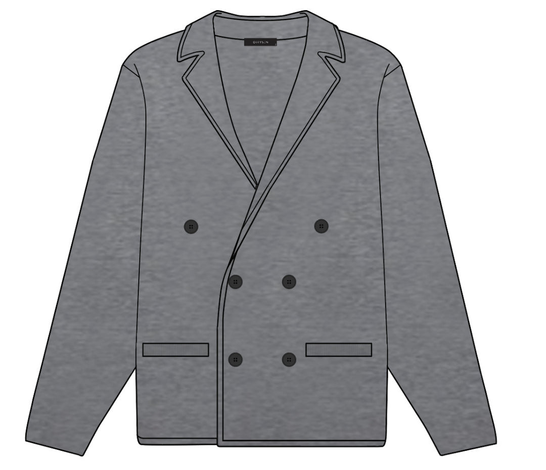 Saratoga Double Breasted Blazer Cardigan - Smoke Heather
