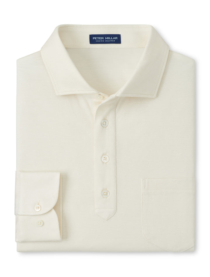 Landon Long-Sleeve Polo - Almond
