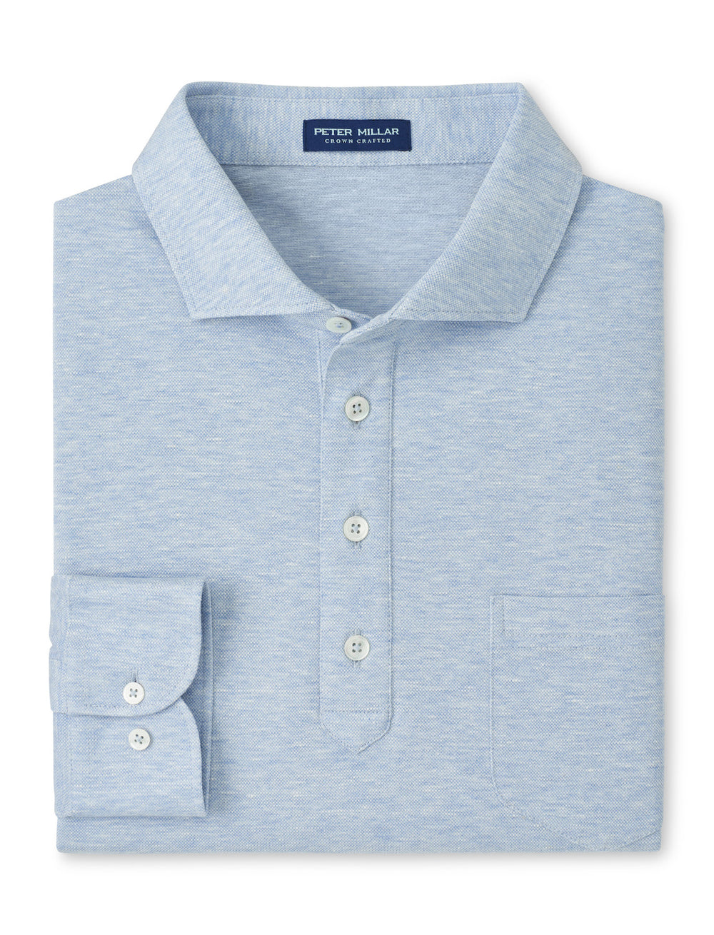 Landon Long-Sleeve Polo - Blue Frost
