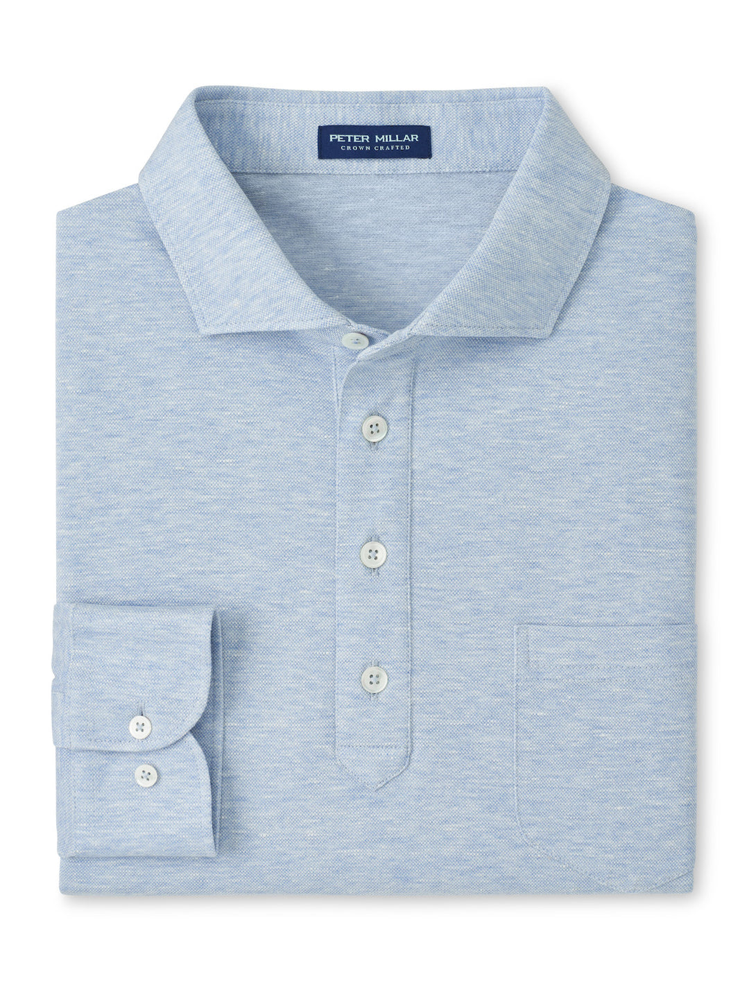 Landon Long-Sleeve Polo - Blue Frost
