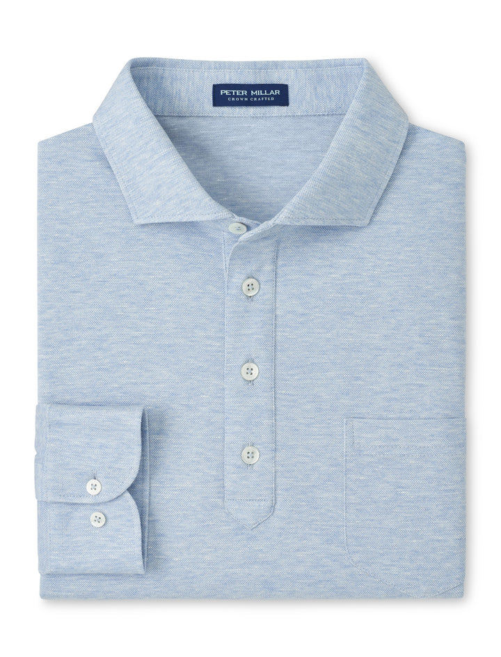 Landon Long-Sleeve Polo - Blue Frost