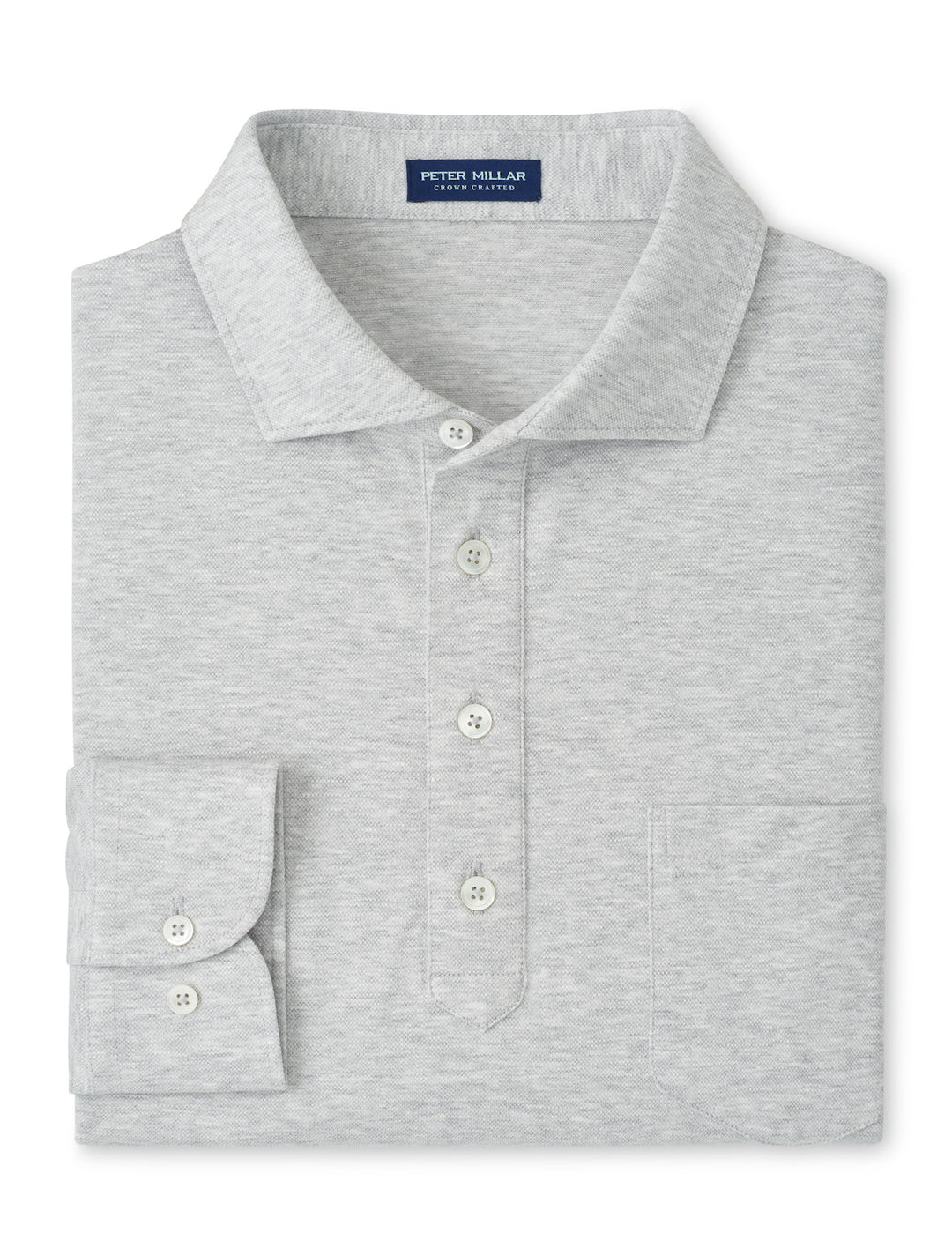 Landon Long-Sleeve Polo - Grey Heather