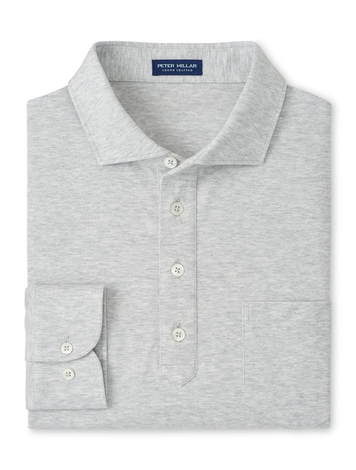 Landon Long-Sleeve Polo - Grey Heather