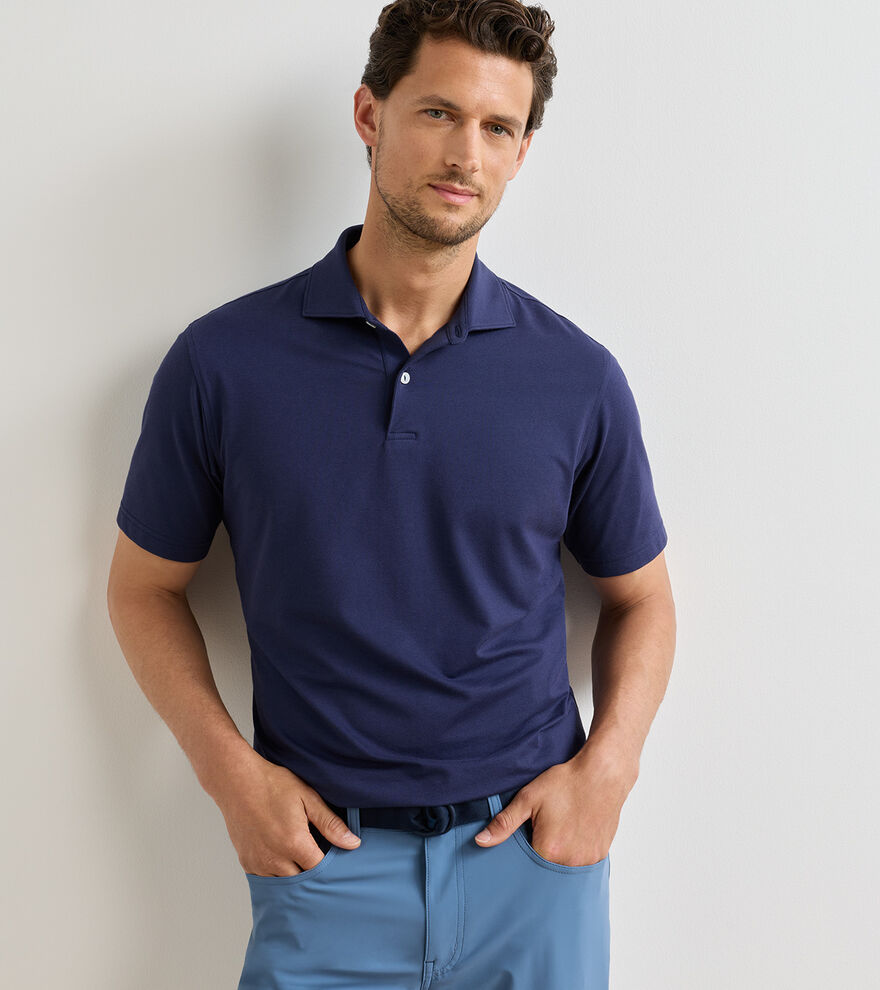 Albatross Cotton-Blend Piqué Polo - Edwin Spread Collar - Navy