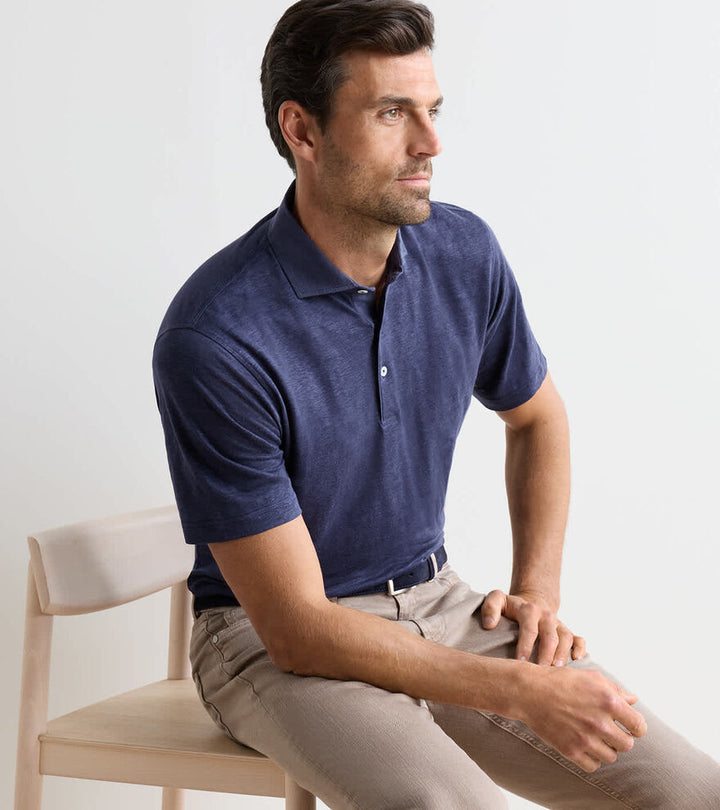 Astino Linen Polo - Navy