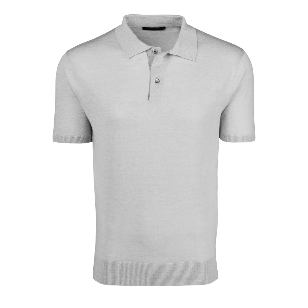 Napeague Ss Sweater Polo - Light Grey Heather