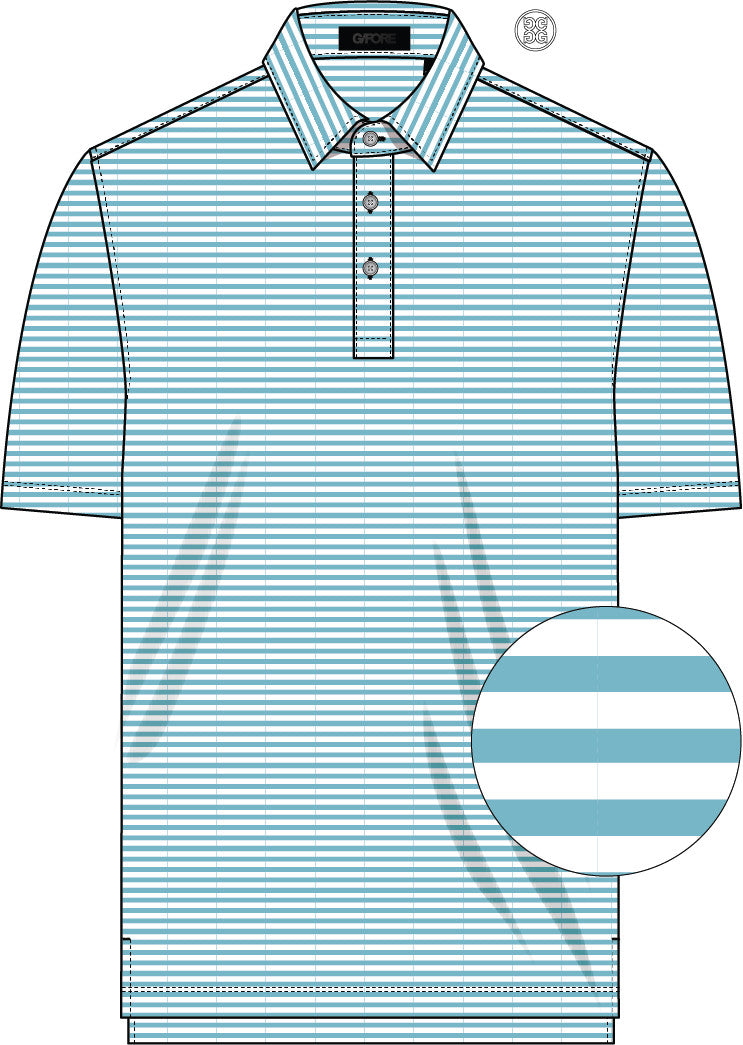 All Play Stripe Stretch Knit Polo - Aquamarine
