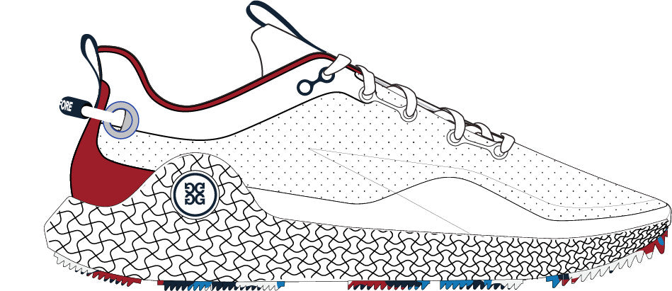 Mg4+ O2 Perforated Golf Shoe - Snow / Classic Red