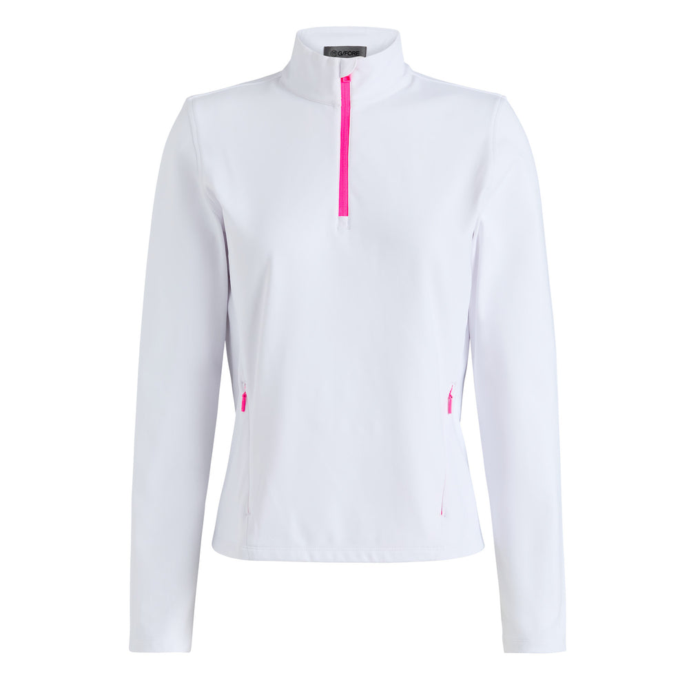 Brushed Back Stretch Quarter Zip Pullover - Snow