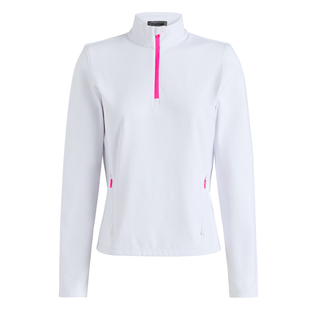 Brushed Back Stretch Quarter Zip Pullover - Snow