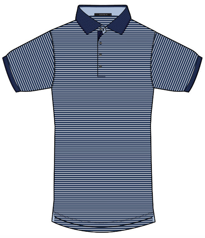 Helix Striped Polo - Steel/Arctic