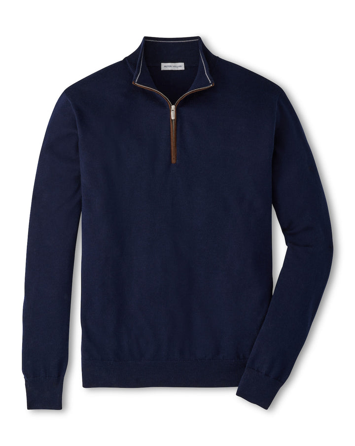 Autumn Crest Suede Trim Quarter-Zip - Navy