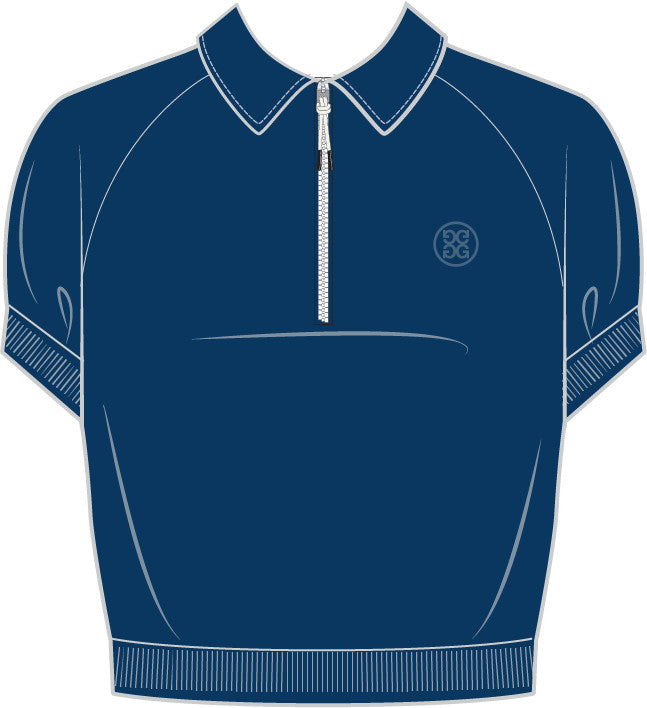 Cropped Stretch Scuba 1/4 Zip Polo - Twilight