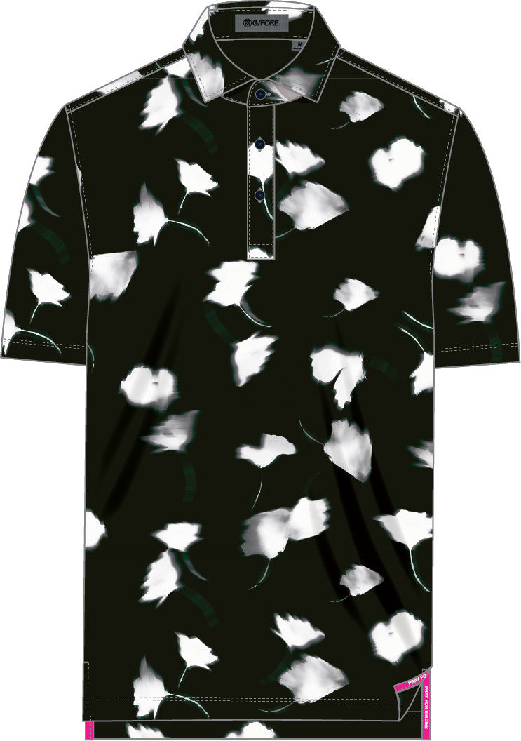 Ghost Floral Tech Jersey Polo - Onyx/Snow