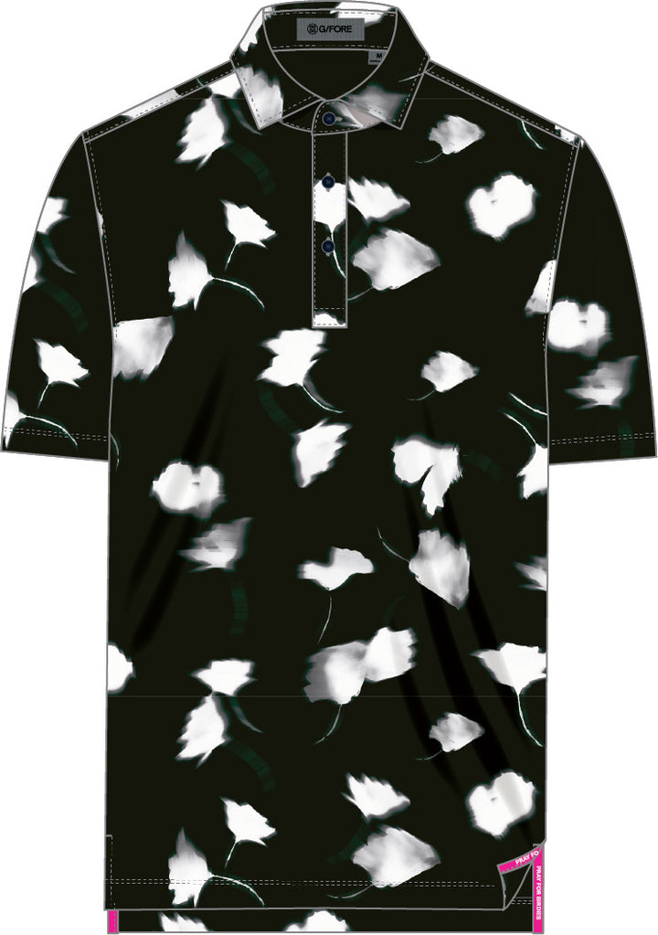 Ghost Floral Tech Jersey Polo - Onyx/Snow