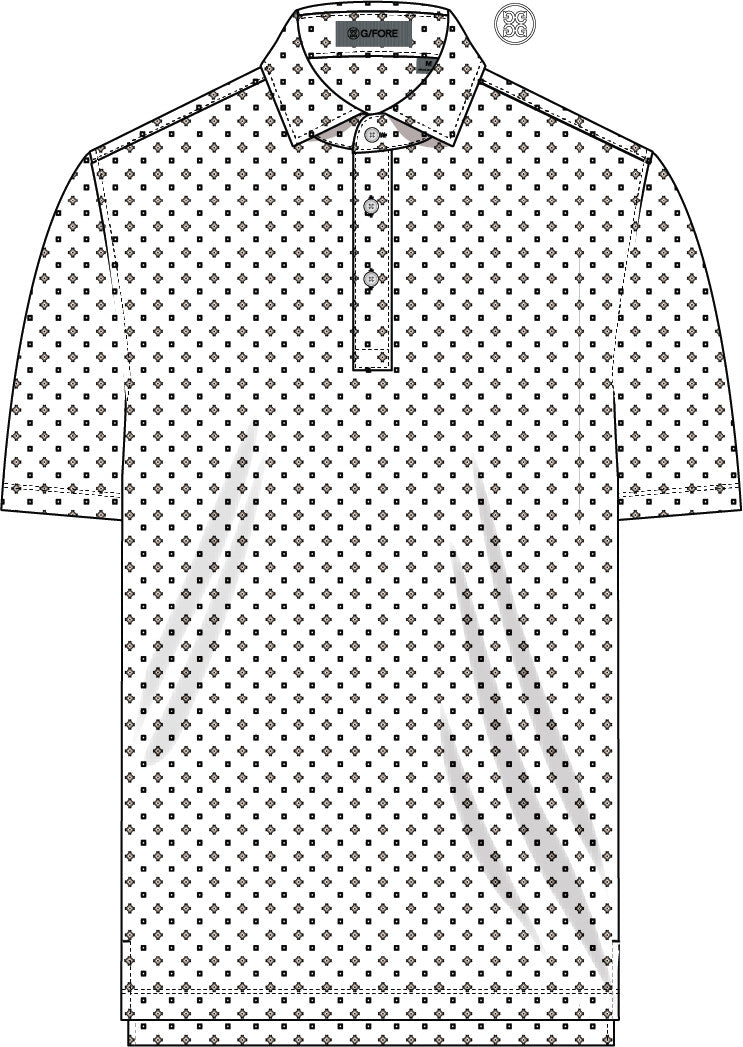 All Play Foulard Geo Stretch Knit Polo - Snow/Onyx