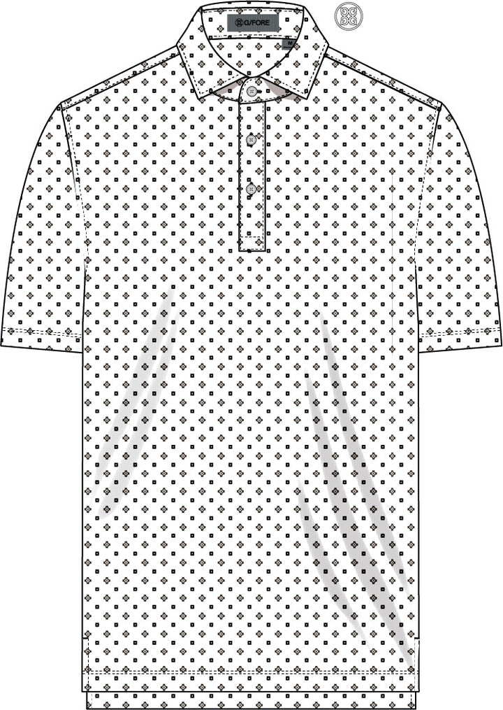 All Play Foulard Geo Stretch Knit Polo - Snow/Onyx