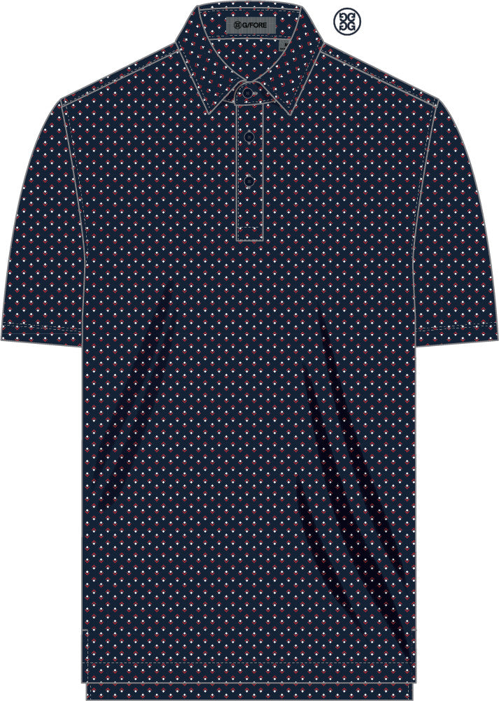 All Play Spade Geo Stretch Knit Polo - Twilight / Classic Red