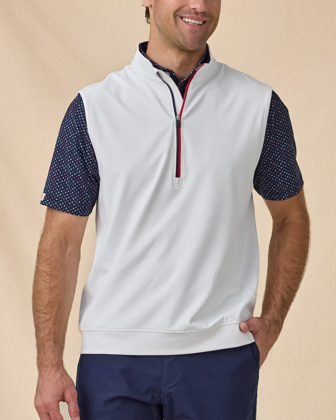 Carson Vest - White / New Indigo / Flag Red