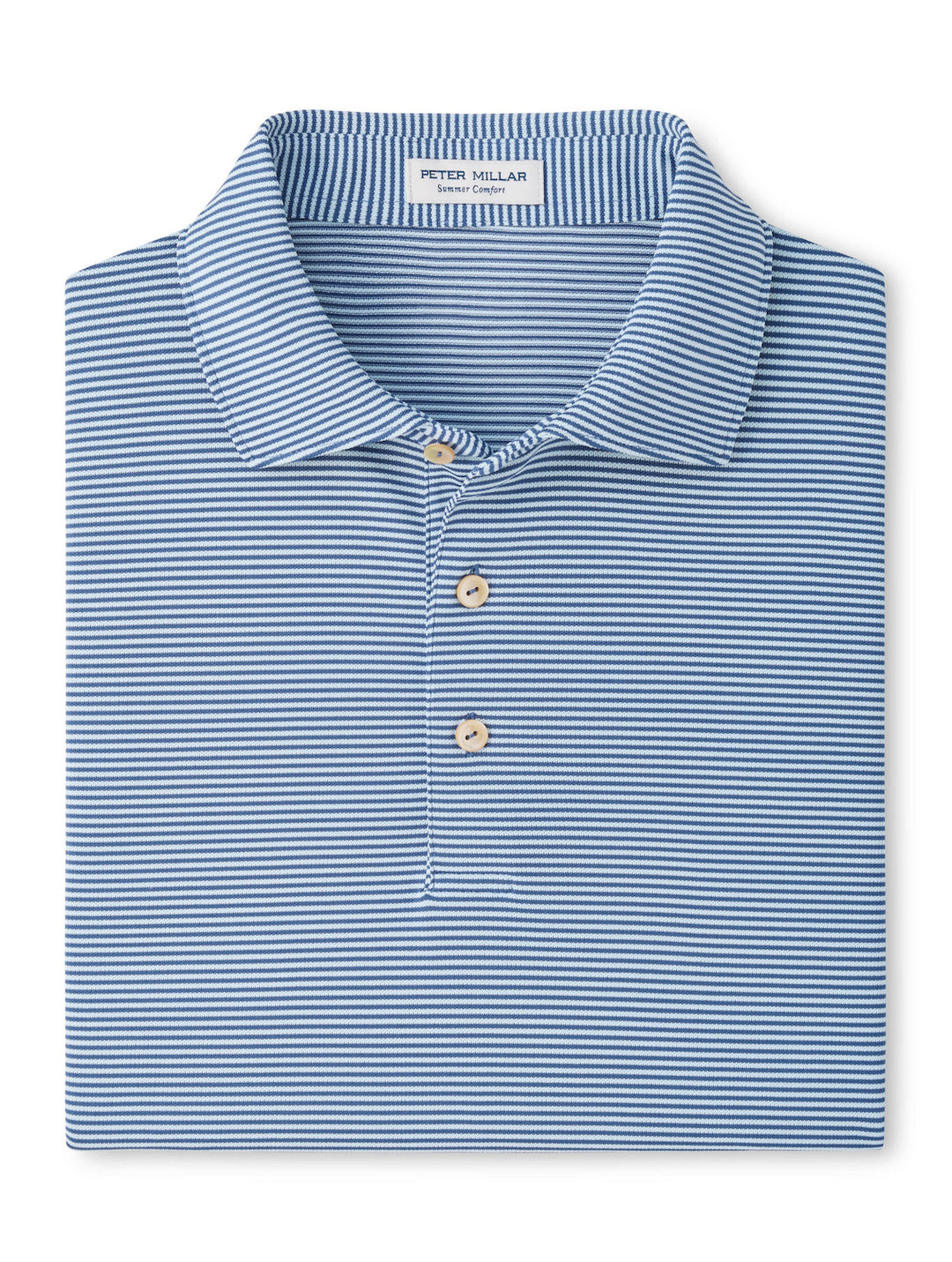 Candor Performance Mesh Polo - Sean Self Collar - Bali Blue / Pale Blue