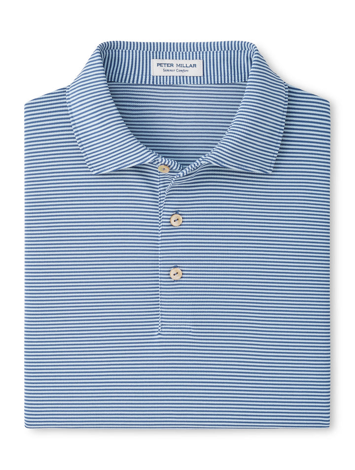 Candor Performance Mesh Polo - Sean Self Collar - Bali Blue / Pale Blue