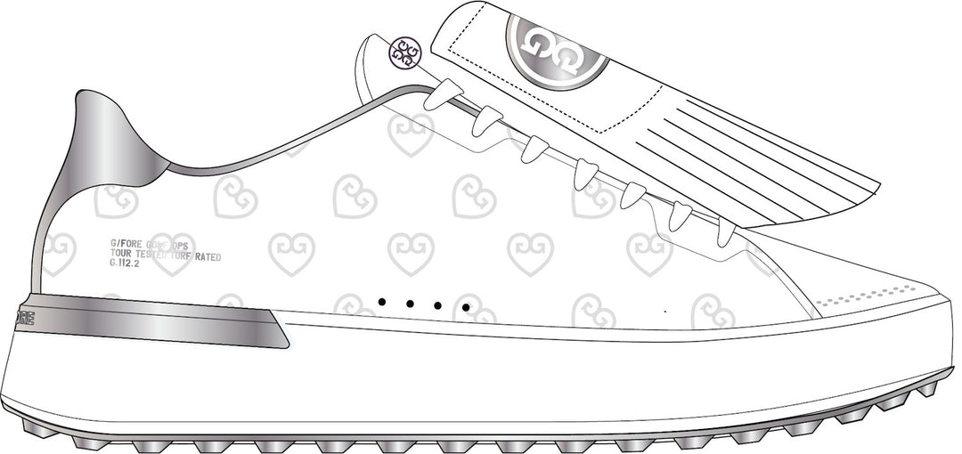 G.112 Embossed Heart G's Golf Shoe - Snow / Silver
