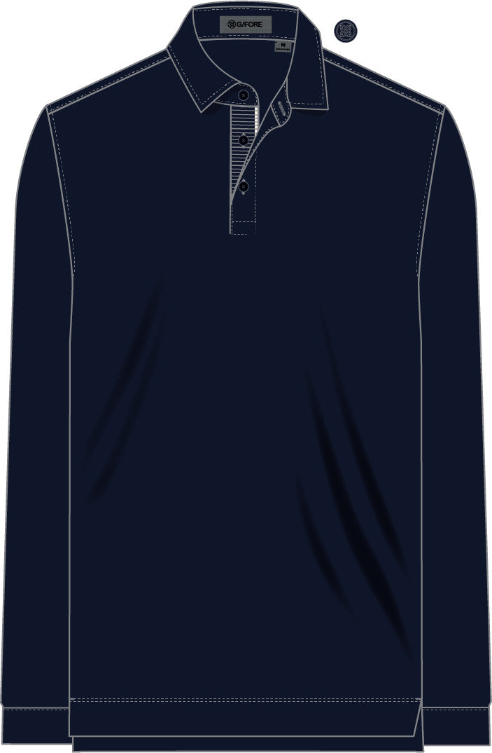 All Play Stretch Knit Long Sleeve Polo - Twilight