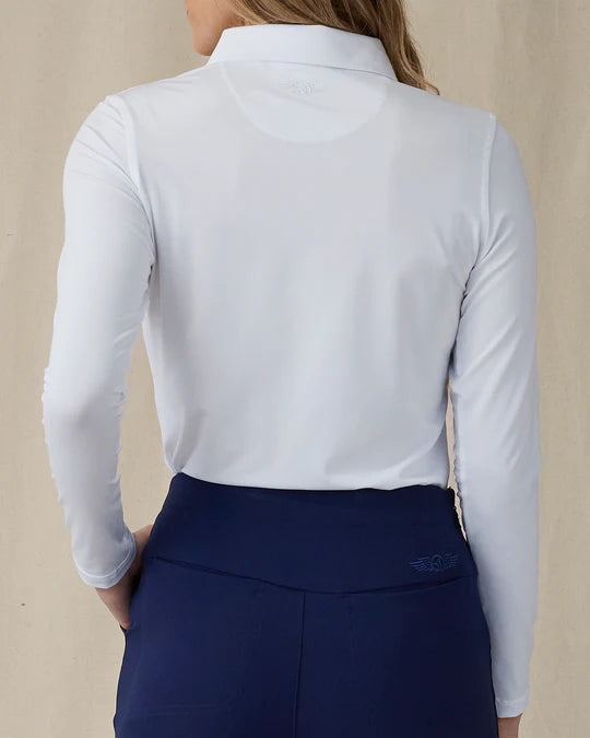Midday Long Sleeve Polo - White