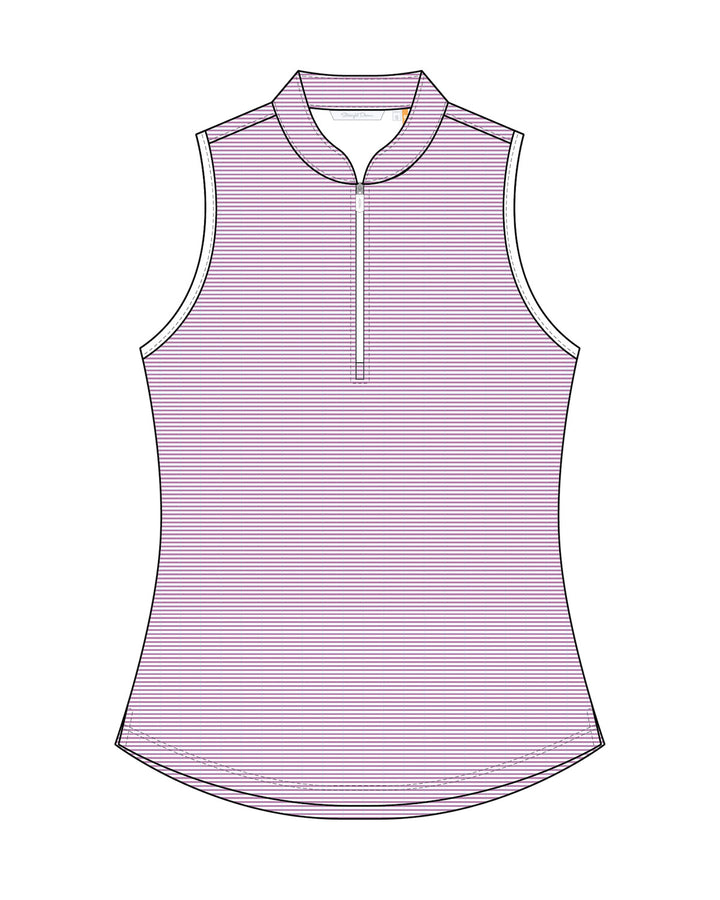 Georgia Stripe Sleeveless Polo - Fuchsia