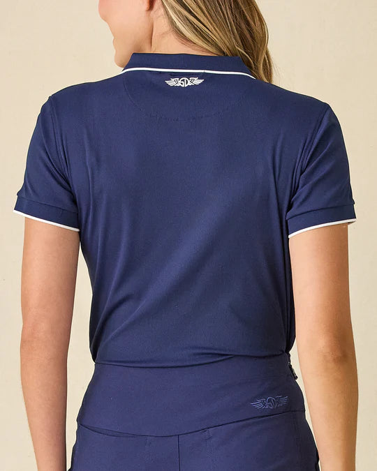 Sindy Rib Knit Polo - New Indigo