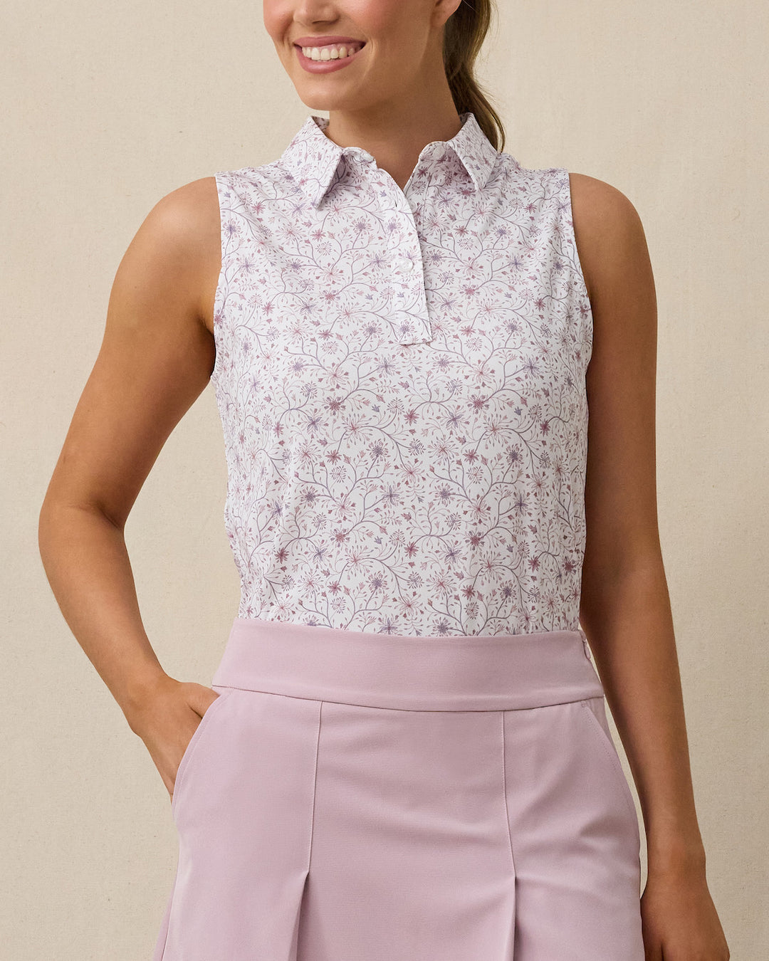 Erika Sleeveless Polo - White