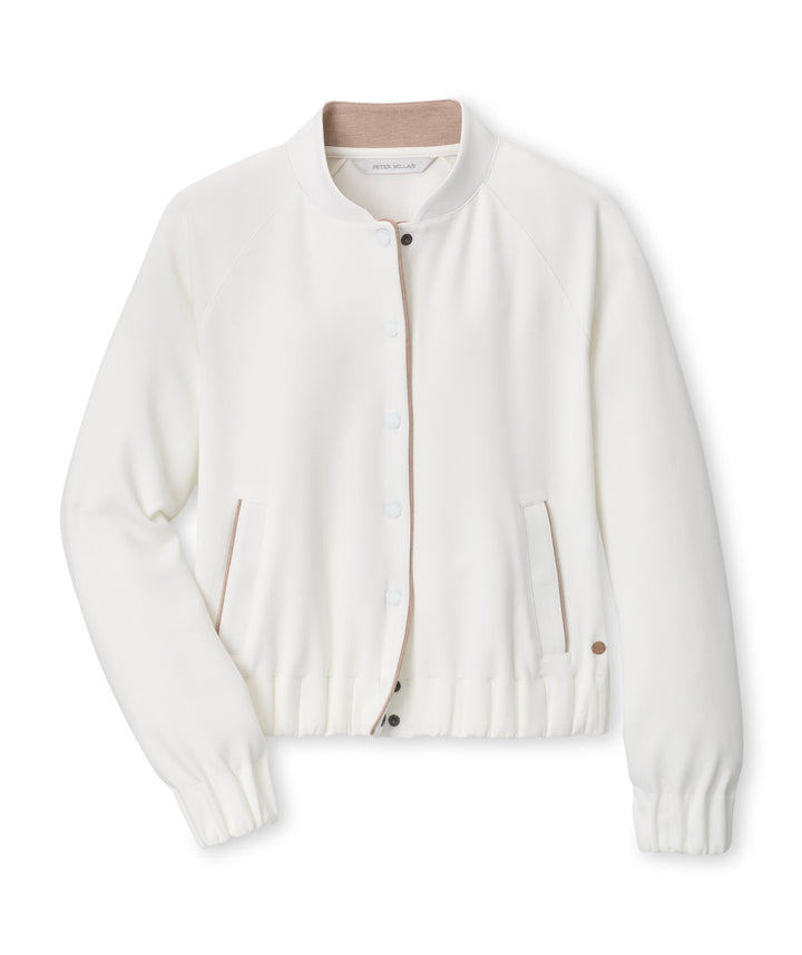 Flora Knit Bomber - Soft White / Camel