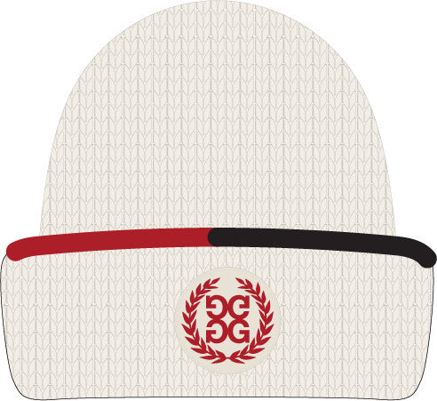 G Wreath Cashmere Beanie - Chalk White / Classic Red