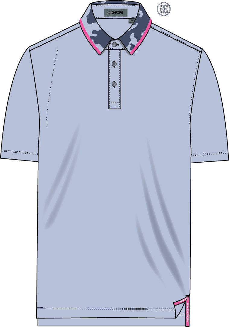 Camo Collar Performance Piqué Polo - Willow