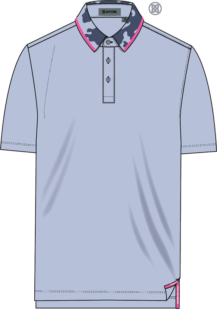 Camo Collar Performance Piqué Polo - Willow