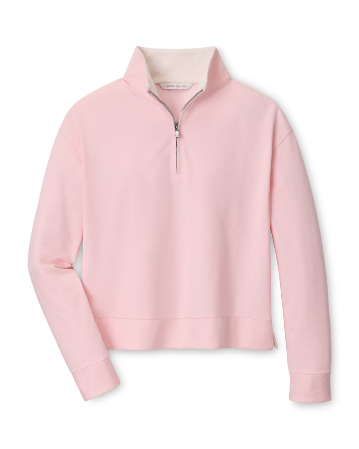 Coolspun Lite Cotton Quarter-Zip Pullover - Pearl Pink/Soft White