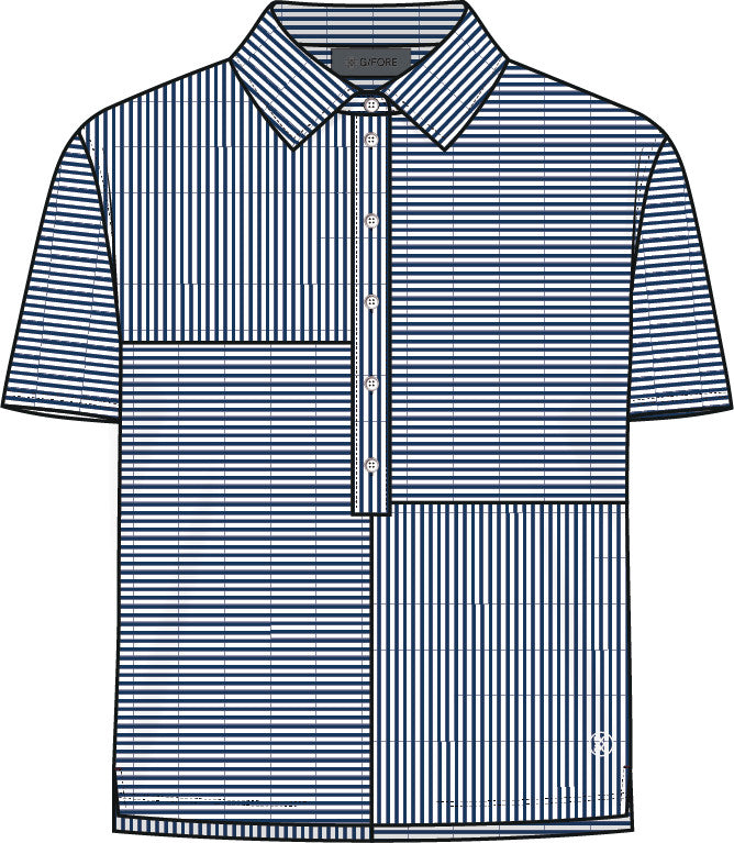 Mixed Stripe Tech Piqué Relaxed Polo - Twilight