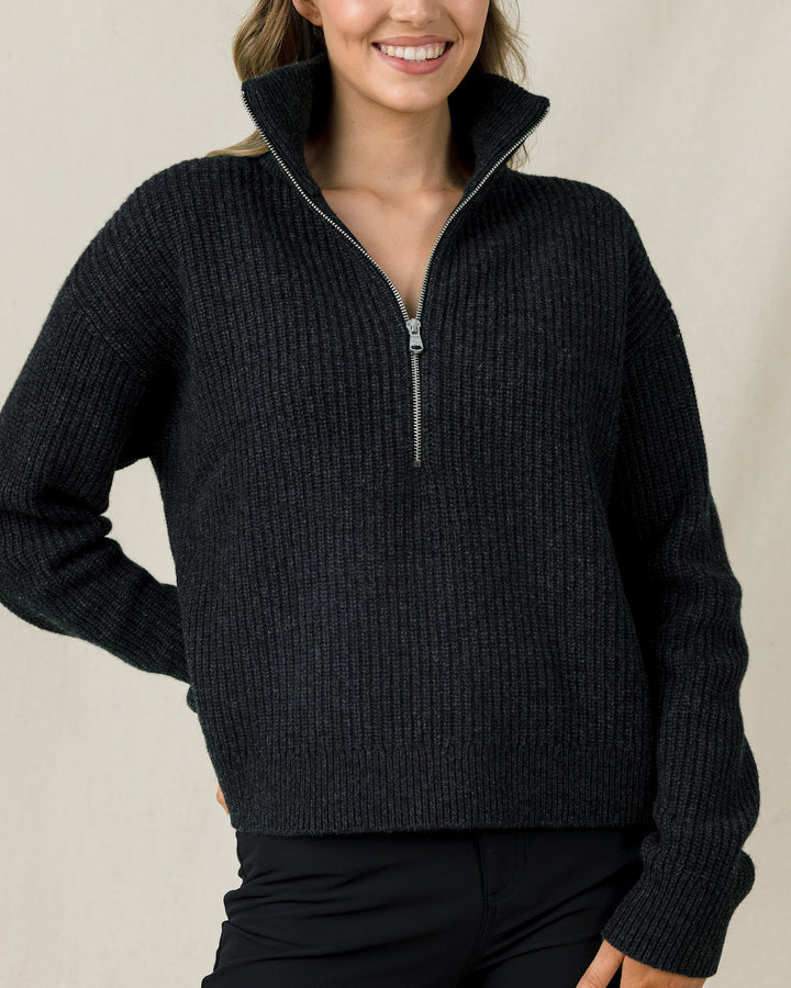Devon Half Zip Sweater - Charcoal